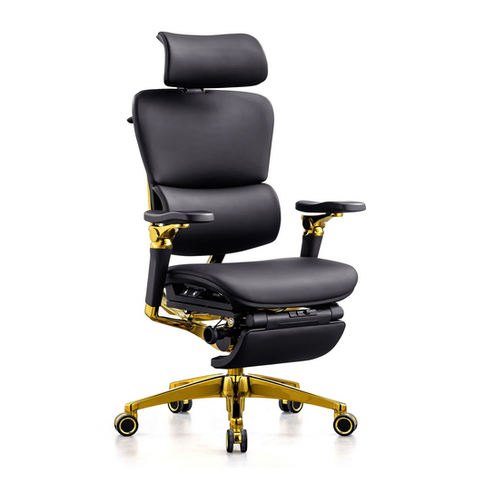 KTX-382419 Ergonomic Genuine Leather Office Chair with Swivel Feature and 7D Armrests