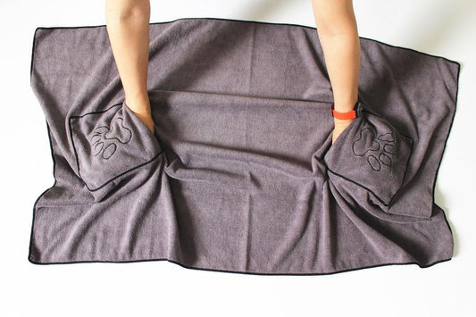 JMT-314890 Microfiber Pet Bath Towel - Absorbent Gray Square Towel, 50x100cm