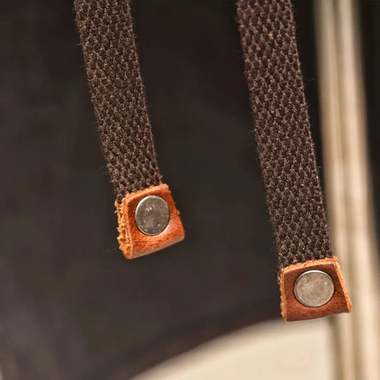 KTX-487891 Vintage Handmade Canvas Apron for Kitchen and Cafe Work, Unisex Leather Trim