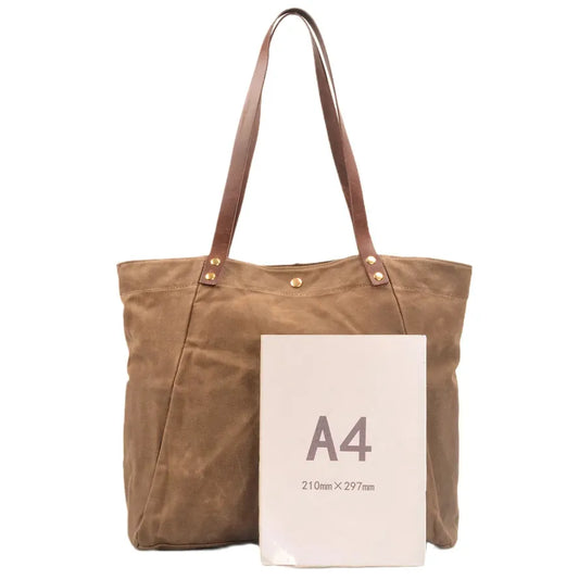 KTX-676627 Casual Unisex Shoulder Bag in Durable Waxed Canvas and Leather - Available in Multiple Colours