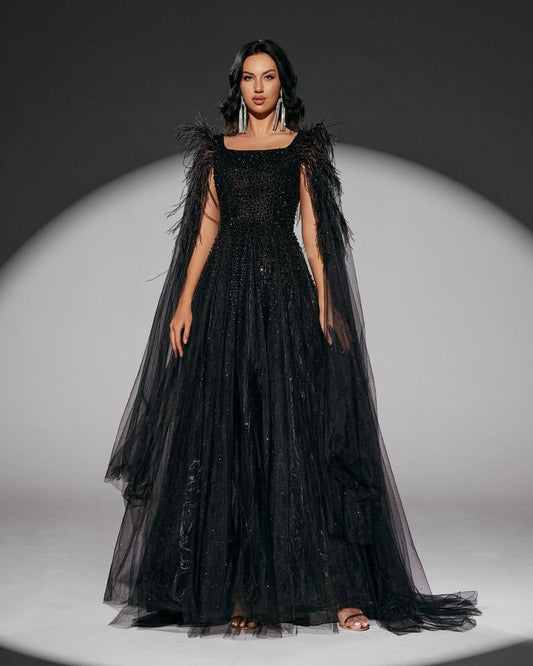 KTX-397011 Elegant Black Evening Dress - Model EZ25013 for Women’s Special Occasions