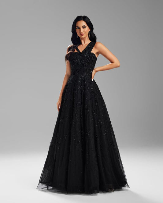 KTX-659155 Elegant Black Evening Dress - Timeless Style and Sophisticated Fit