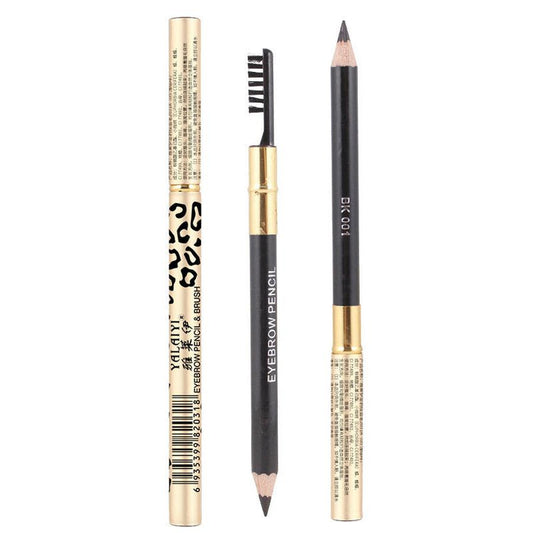 KTX-335443 Leopard Print Waterproof Eyebrow Pencil - Available in Black, Brown, Gray, and Light Brown