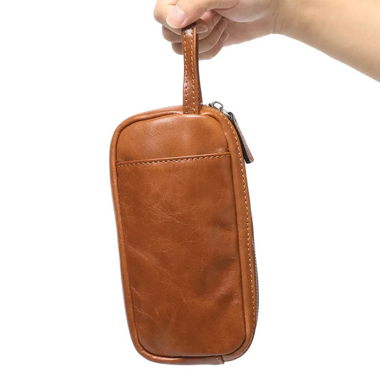 KTX-202067 Genuine Leather Unisex Large Capacity Clutch Wallet with Zipper Closure