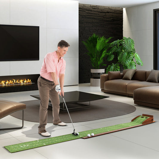 KTX-339027 Golf Putting Mat with Auto Ball Return and Dual Hole Sizes for Home Practice