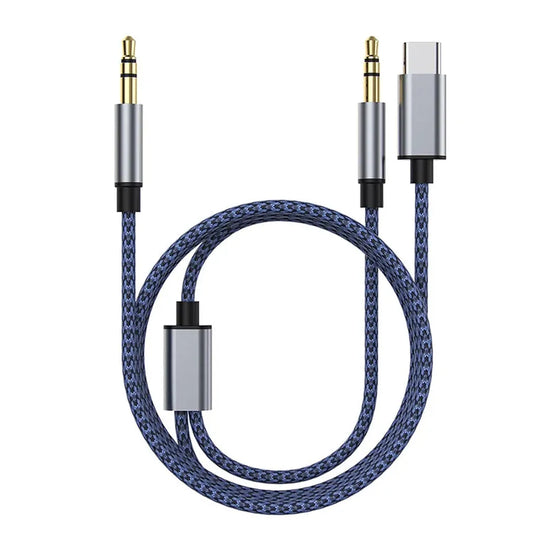 KTX-604179 3 in 1 Type C & 3.5mm Male to Male Aux Audio Splitter Cable for Car Audio Systems