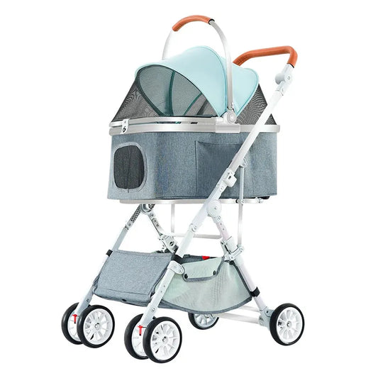 JMT-552650 Luxury 4-Wheel Folding Pet Stroller for Dogs and Cats, Easy to Assemble Pet Trolley