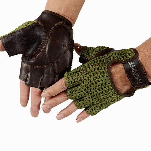 KTX-000147 Wool Mesh Leather Fitness Gloves for Enhanced Grip and Comfort