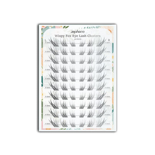 KTX-649939 Wispy Fox Eye Lash Clusters - 60 Pieces of Man-Made Fiber Eyelashes