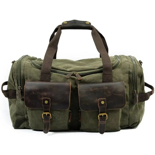 KTX-139987 Unisex Canvas Duffel Bag for Travel and Leisure with Zipper Closure and Open Compartment - Ideal for Sports and Gym Use