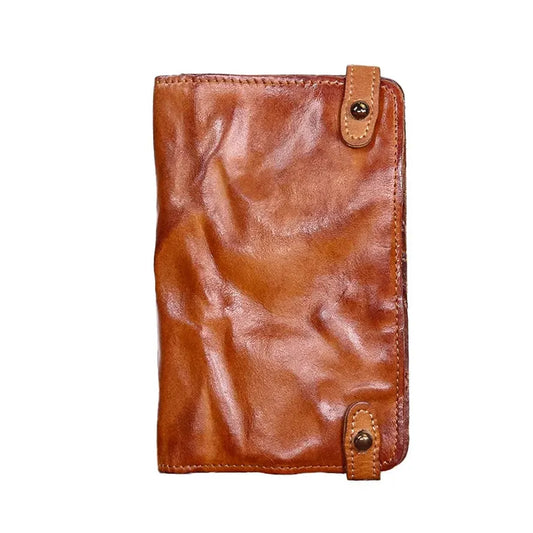 KTX-776083 Vintage Leather Multi-card Long Wallet with Coin Compartment and Money Clip