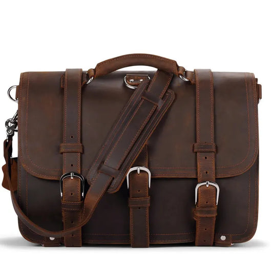 JMT-633290 Vintage Genuine Leather Laptop Bag for Men - Stylish Business Briefcase