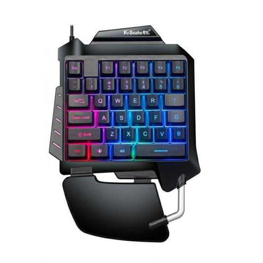 KTX-522259 Colorful Ergonomic One-Handed Gaming Keyboard Set with Three-Color Backlight and Compatible Gaming Mouse Options