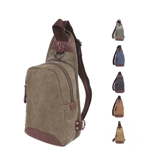 KTX-877651 Casual Canvas Men's Crossbody Chest Bag - Portable and Versatile