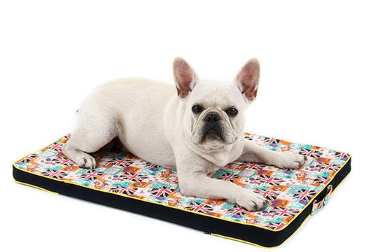 JMT-667274 Thickened Printed Canvas Dog Mat with High Resilience Sponge Liner – Multiple Sizes Available