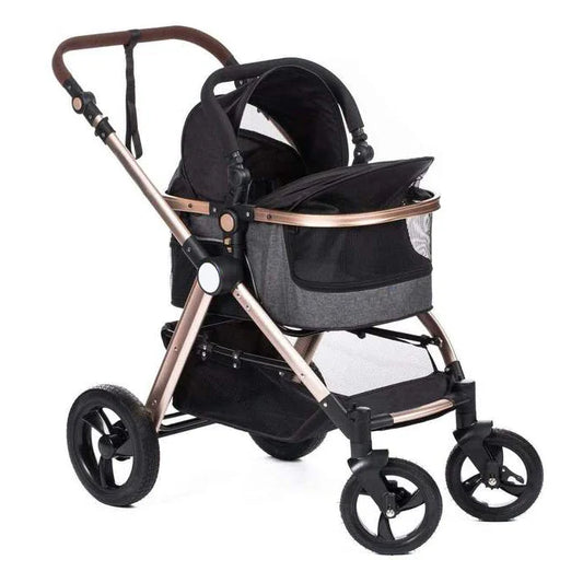 JMT-674826 Luxury Folding Pet Stroller with Removable Canopy and 4 Wheels for Dogs and Cats