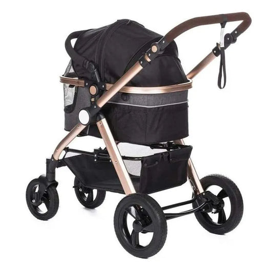JMT-674826 Luxury Folding Pet Stroller with Removable Canopy and 4 Wheels for Dogs and Cats