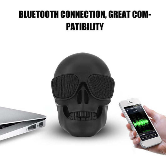 KTX-970963 Creative Skull Head Wireless Bluetooth Subwoofer Speaker - Black, Plastic Material
