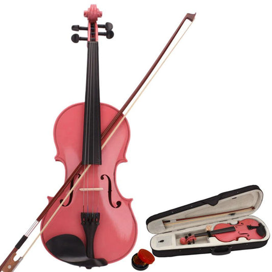 KTX-762771 Pink Violin with Box Bow and Rosin Set