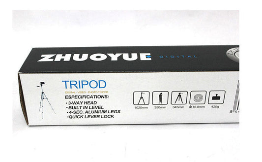 KTX-643859 Portable Universal Tripod Compatible with iPhone and Cameras, 1.2m Height Adjustment, Black/Silver