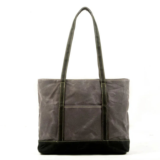 KTX-873235 Vintage Waxed Canvas and Leather Shoulder Bag - Eco-Friendly, Waterproof and Stylish Travel Tote