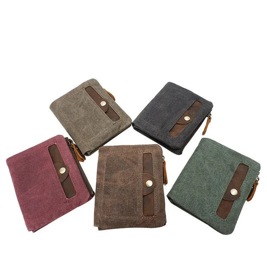 KTX-038227 Handmade Waterproof Canvas Wallet for Men - Retro Clutch Purse
