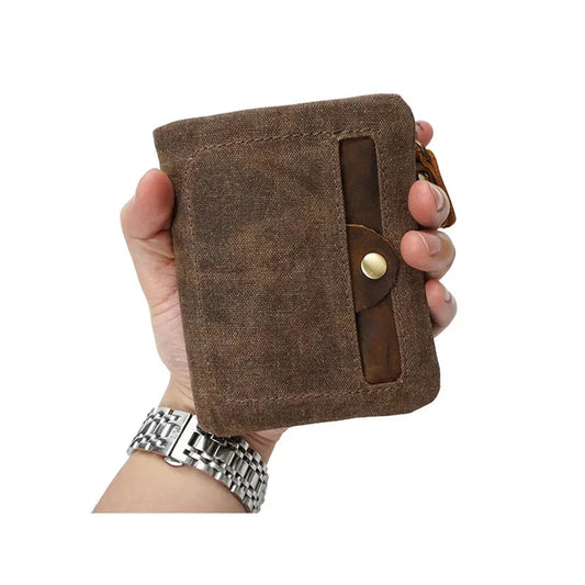 KTX-038227 Handmade Waterproof Canvas Wallet for Men - Retro Clutch Purse