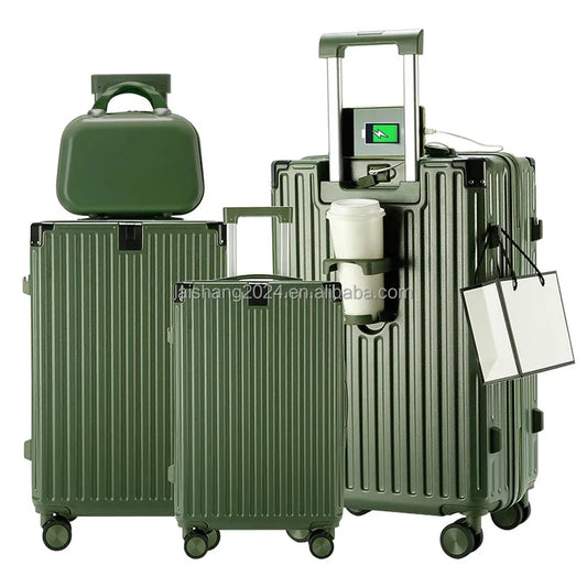 KTX-933651 Lightweight 4-Piece Soft Shell Wheeled Luggage Set for Travel