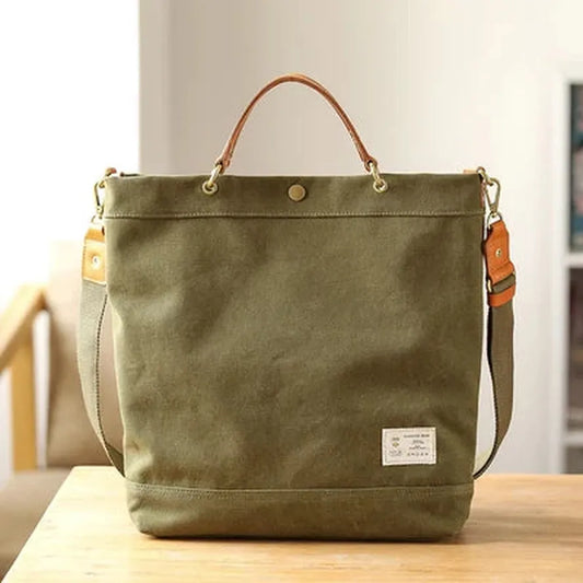 KTX-185107 Versatile Large Capacity Canvas Tote Bag in Olive Green and Royal Blue