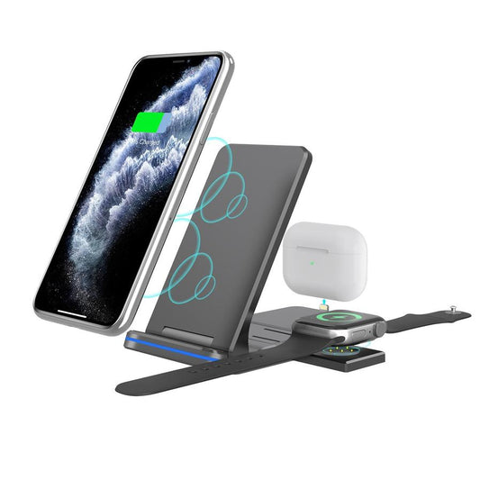 KTX-399251 Wireless Folding Charging Station for Mobile Phones and Headphones - 15W Output, Type-C Interface, Portable Design