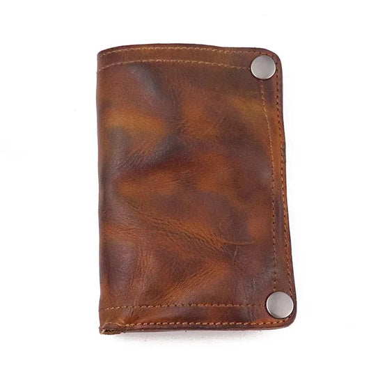 KTX-005459 Genuine Leather Retro Long Wallet for Men with Multi Card Slots and Zip Closure