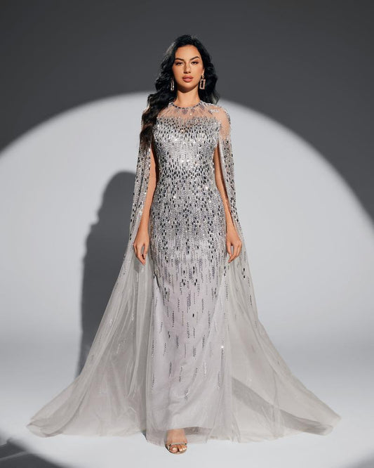 KTX-495315 Elegant Silver Evening Dress for Women - Model EZ25011