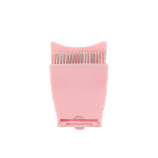 KTX-387795 Folding Stainless Steel Eyebrow and Eyelash Comb in Pink, 10cm Length