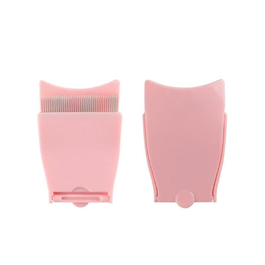 KTX-387795 Folding Stainless Steel Eyebrow and Eyelash Comb in Pink, 10cm Length