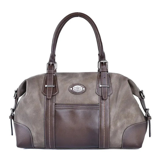 KTX-365907 Retro Canvas Crossbody Handbag for Women with Cowhide Details