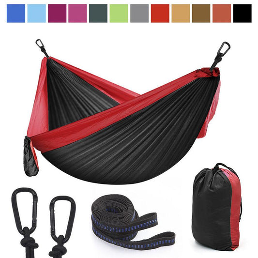 KTX-938899 Outdoor Double Nylon Hammock - 270x140 cm, Colorful Parachute Cloth Swing for Camping and Relaxation