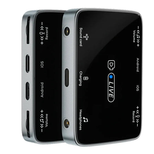 KTX-866323 2-in-1 Stereo Sound Card Converter for iPhone and Type-C Devices, Real-Time Charging and Live Streaming