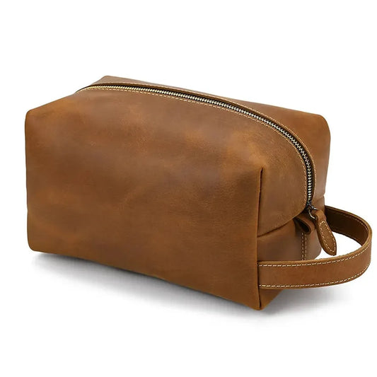 KTX-678931 Vintage Leather Multifunctional Travel Clutch and Toiletry Bag for Men and Women