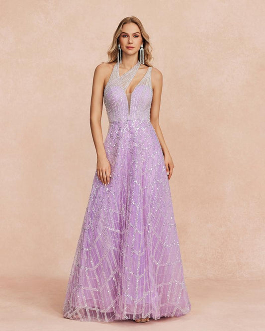 KTX-822995 Elegant Purple Ladies' Dress EZ25007 for Special Occasions