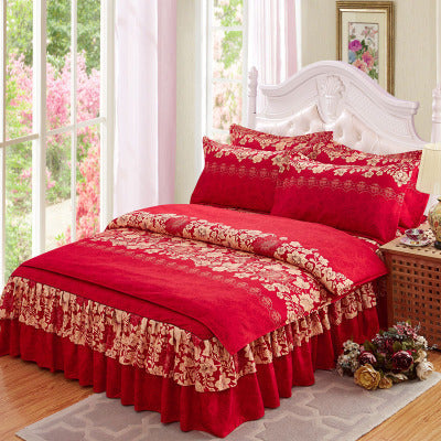 KTX-000723 Elegant Bilateral Bed Skirt with Pure Cotton Fabric for a Sophisticated Bedding Look