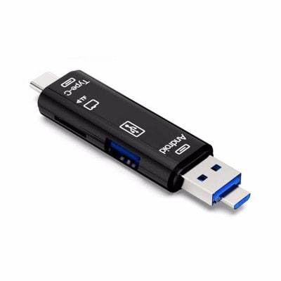 KTX-002643 Type-C Micro USB OTG Hub Adapter with TF Card Reader Compatibility
