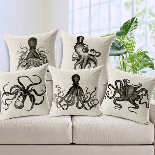 KTX-003091 Mr. Octopus Cartoon Cotton Pillow with Soft PP Filling