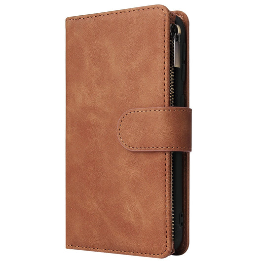 KTX-003347 Retro Frosted Zipper Leather Wallet Case for Samsung Models