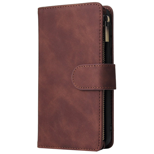 KTX-003347 Retro Frosted Zipper Leather Wallet Case for Samsung Models