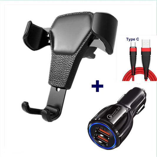 KTX-004627 Leather Grain Gravity Car Phone Holder - Black & White Options Available