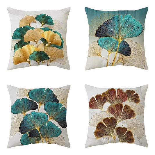KTX-008531 Ginkgo Leaf Printed Pillow Cover in Modern Design, 45x45cm, Soft Fabric