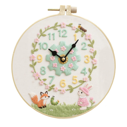 KTX-037011 Creative DIY Animal and Lively Clock Embroidery Kit with Eco-Friendly Material