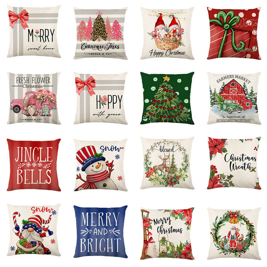 KTX-038995 Christmas Snowflake Decorative Pillow Covers - Soft Square Throw Cushion Cases for Home and Sofa Decor