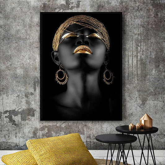 KTX-039251 African Woman Modern Canvas Decorative Painting - Rectangle Human Pattern Art