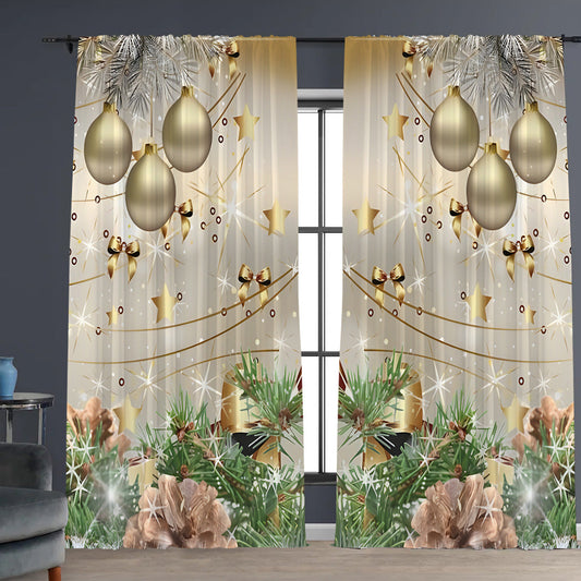 KTX-041171 Christmas 3D Printed Curtains in Multiple Designs, High Shading Polyester, Various Sizes Available